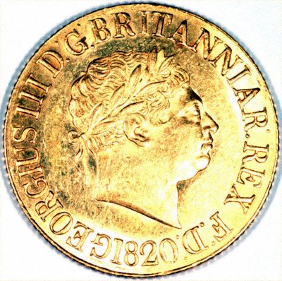 Obverse of 1820 George III Sovereign