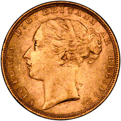 Obverse of 1880/70 Sovereign