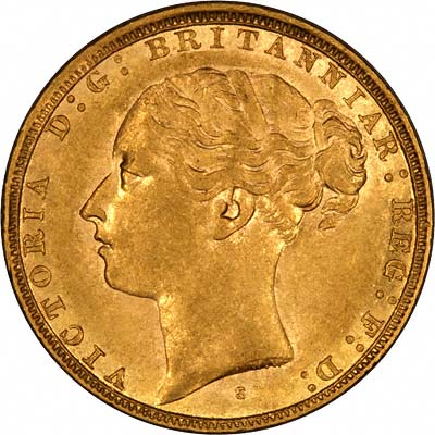 Obverse of 1881 Young Head St. George Reverse Sydney Mint Gold Sovereign