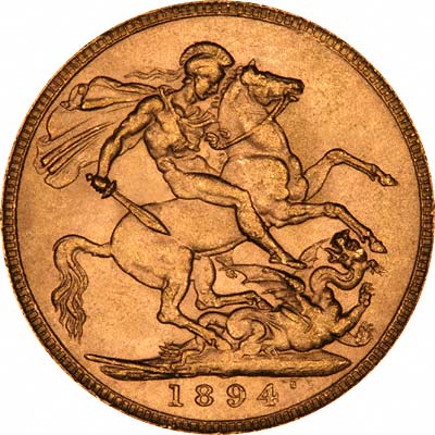Reverse of 1894 London Mint Gold Sovereign