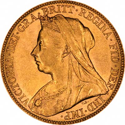 Obverse of Victoria Old Head Gold Sovereign