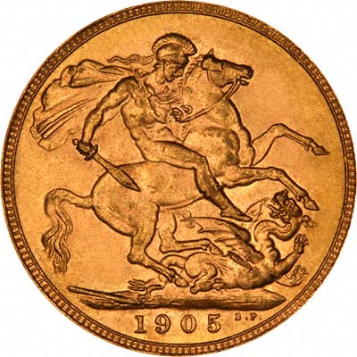 Reverse of 1905 London Mint Sovereign