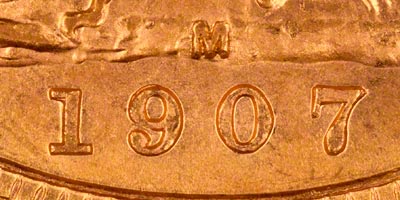 1907 Melbourne Mint Sovereign - Close Up of Date