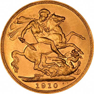 Reverse of 1910 London Mint Sovereign