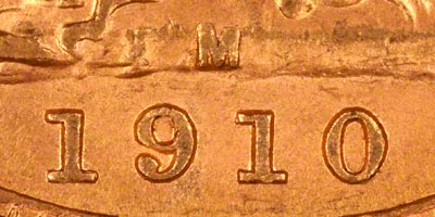 1910 Melbourne Mint Sovereign - Close Up of Date