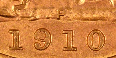 1910 Perth Mint Sovereign - Close Up of Date