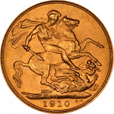 Reverse of 1910 Sydney Mint Sovereign