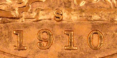 1910 Sydney Mint Sovereign - Close Up of Date