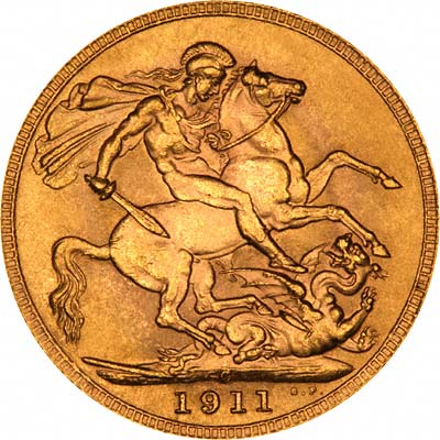 St. George and Dragon Reverse of 1911 George V Sovereign