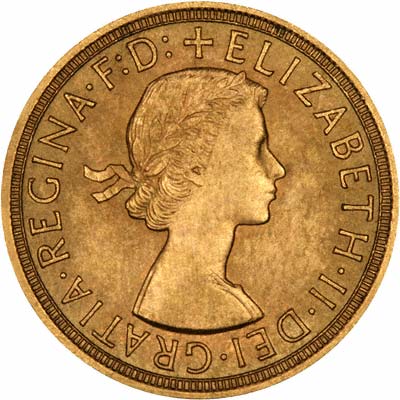 Obverse of 1957 Sovereign
