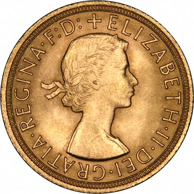Obverse of 1962 Gold Sovereign