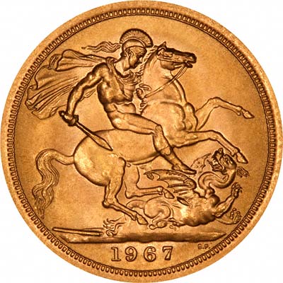 Our Mint Condition 1967 Gold Sovereign Reverse Photograph