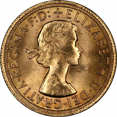Obverse of 1967 Sovereign From The Royal Mint Historic Sovereign Collection