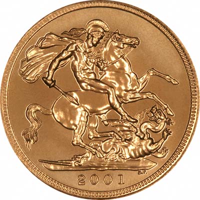 Reverse of 2001 Gold Sovereign