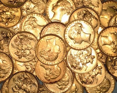 Pile of Victorian Young Head Sovereigns